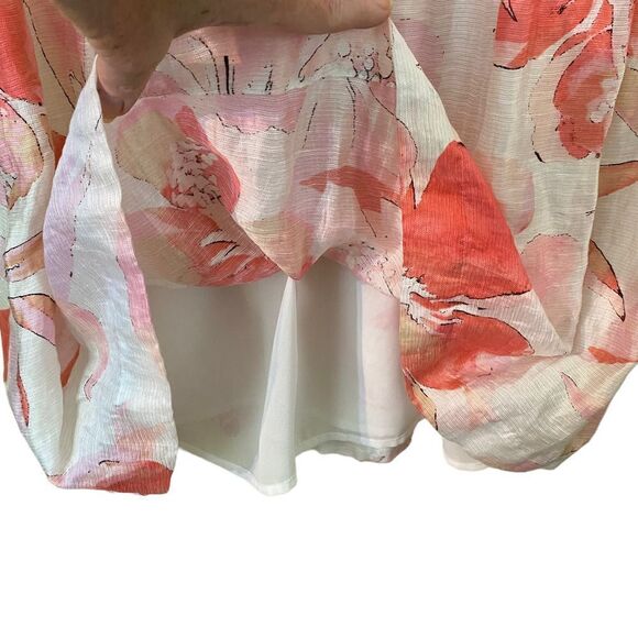 Ann Taylor Loft Linen Watercolor Hibiscus Floral Dress Size 10 - Picture 5 of 9